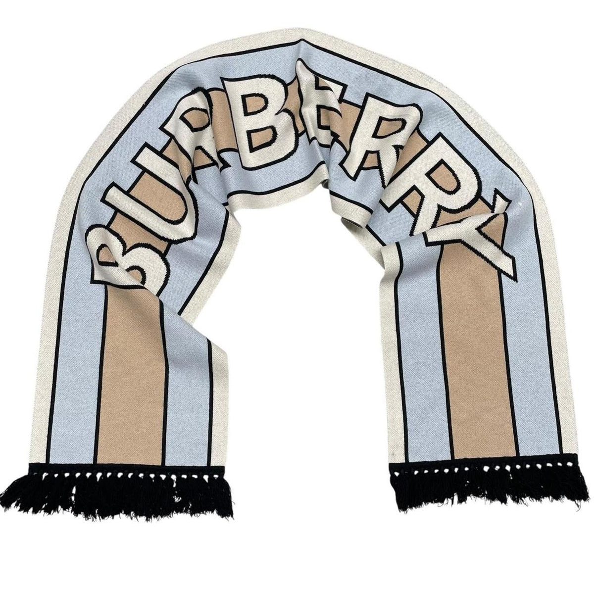 Burberry Football Logo Intarsia Cashmere Wool Scarf