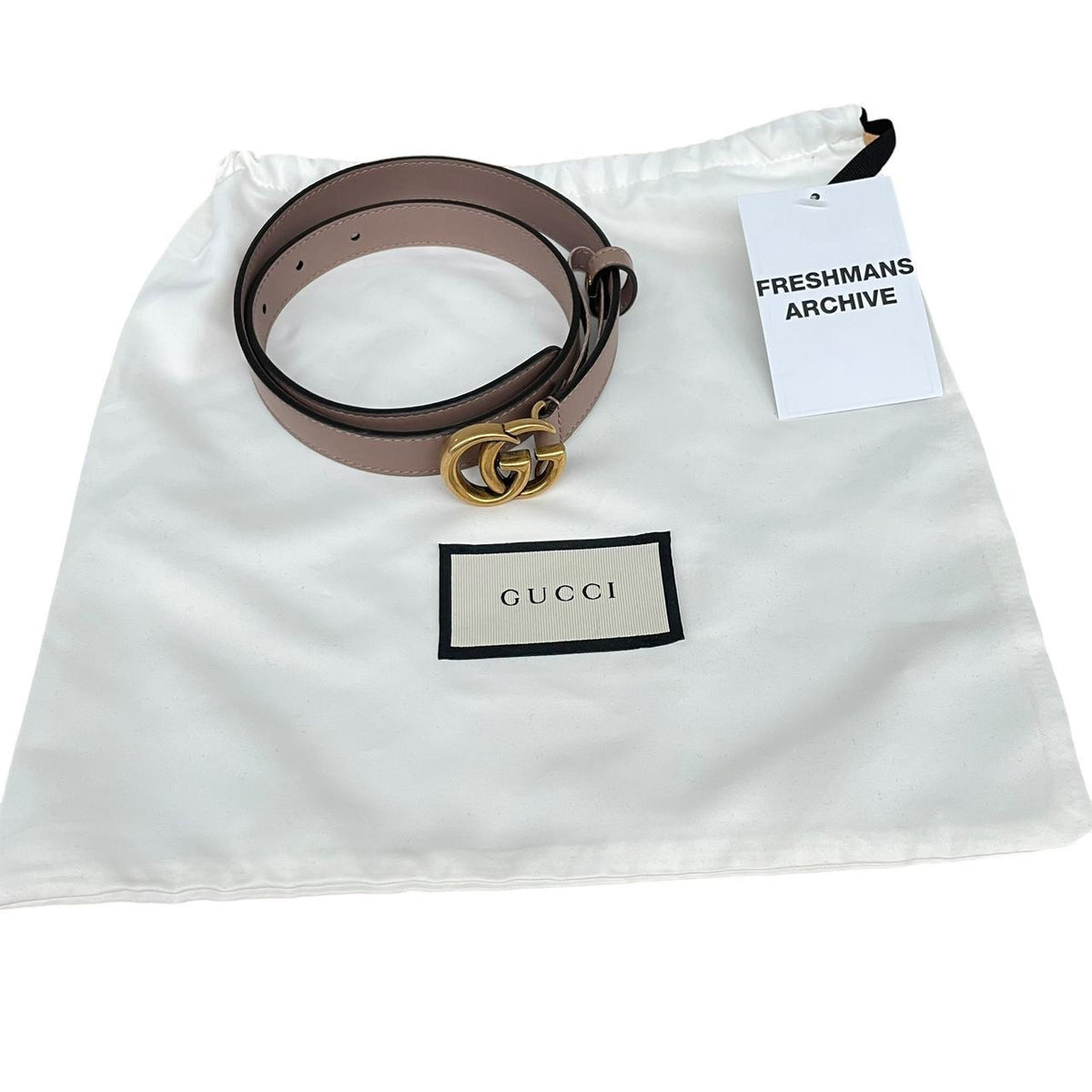Gucci Marmont Thin Leather Belt with GG Buckle 65cm