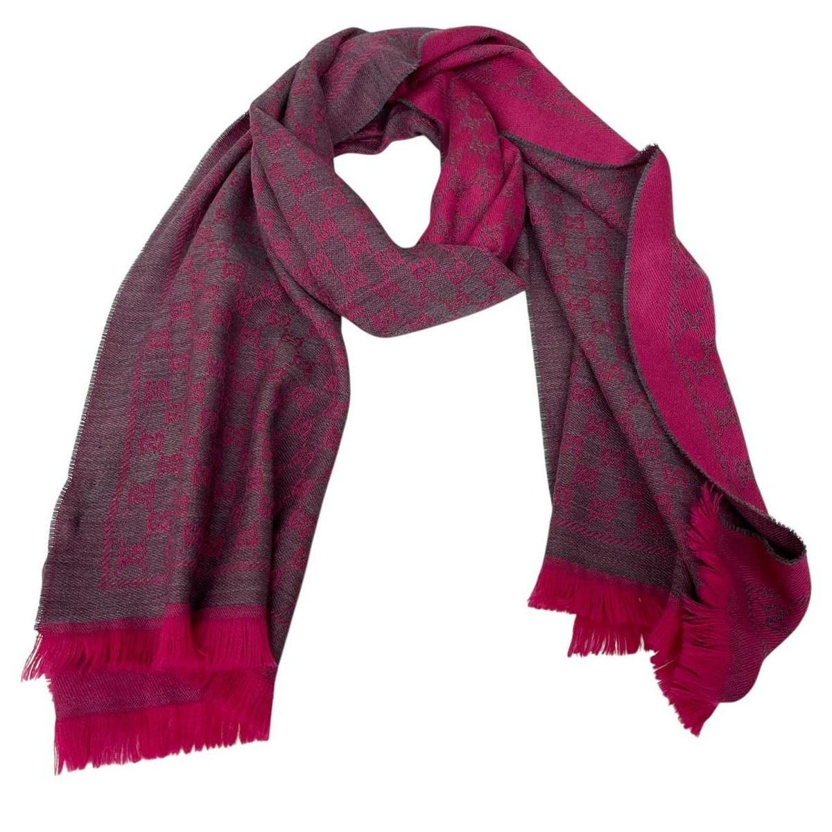 Gucci GG Monogram Frayed Wool Scarf