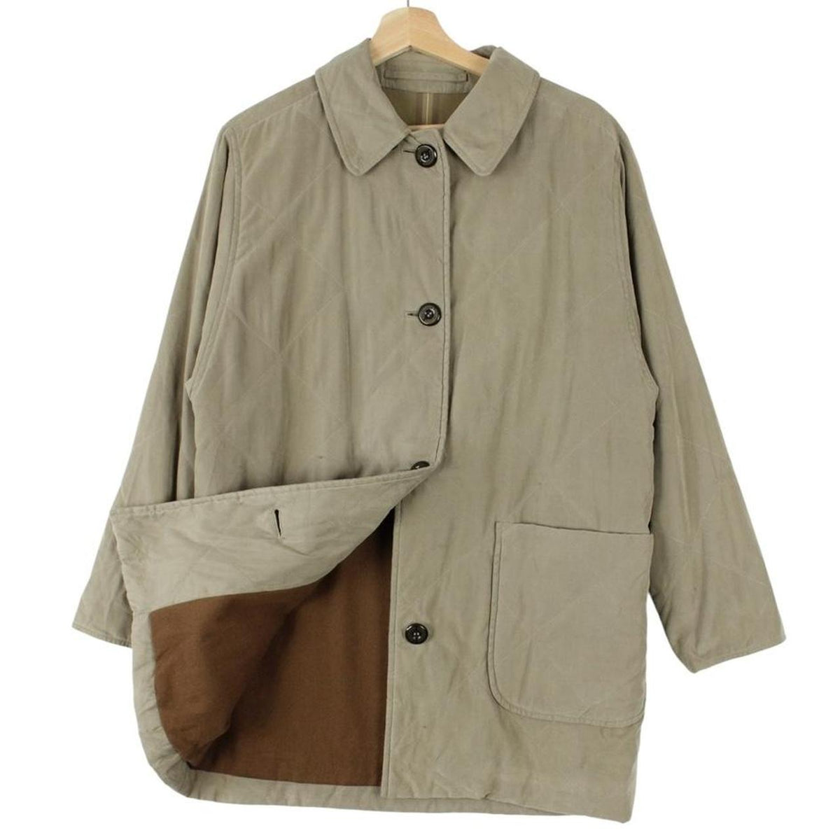 Vintage 90s Burberry Wool Lined Quilted Coat Large