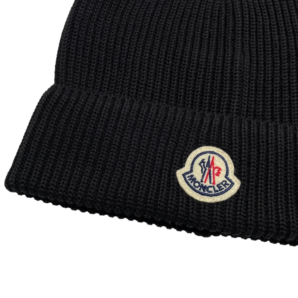 Moncler Ribbed Cotton Knit Logo Beanie Hat