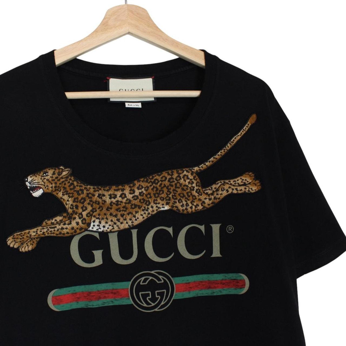 Gucci Embroidered Leopard Print T-Shirt Medium