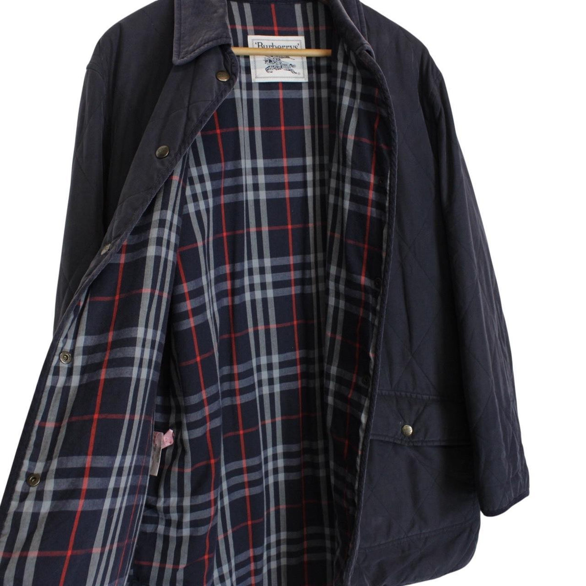 Vintage 90s Burberry Quilted Coat Medium