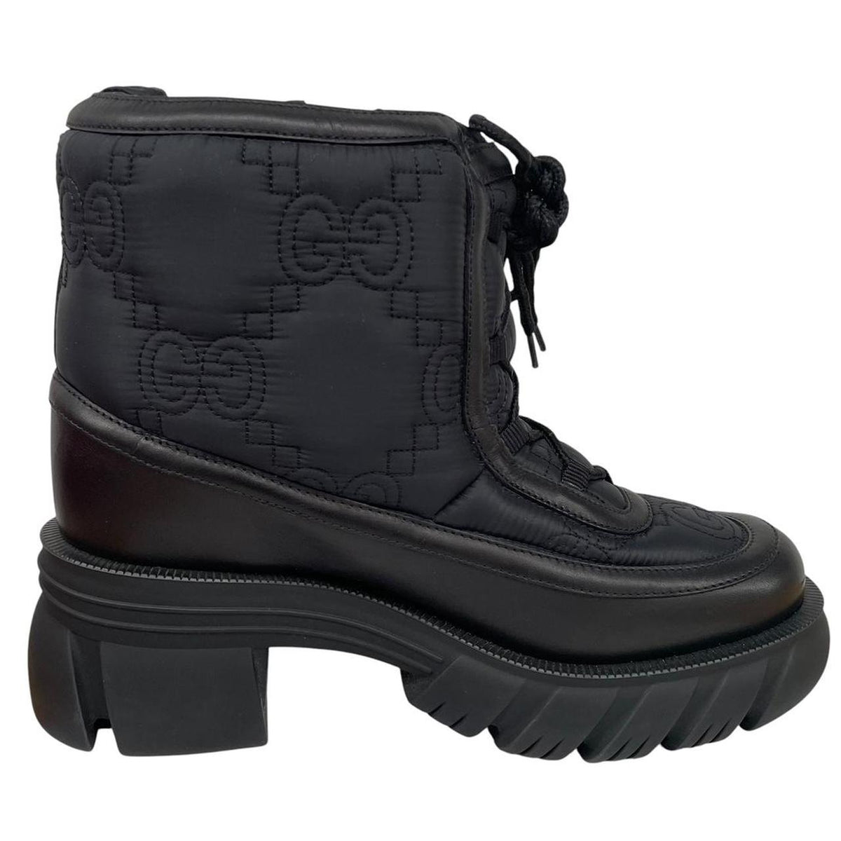 Gucci GG Monogram Leather Quilted Ankle Boots UK 5