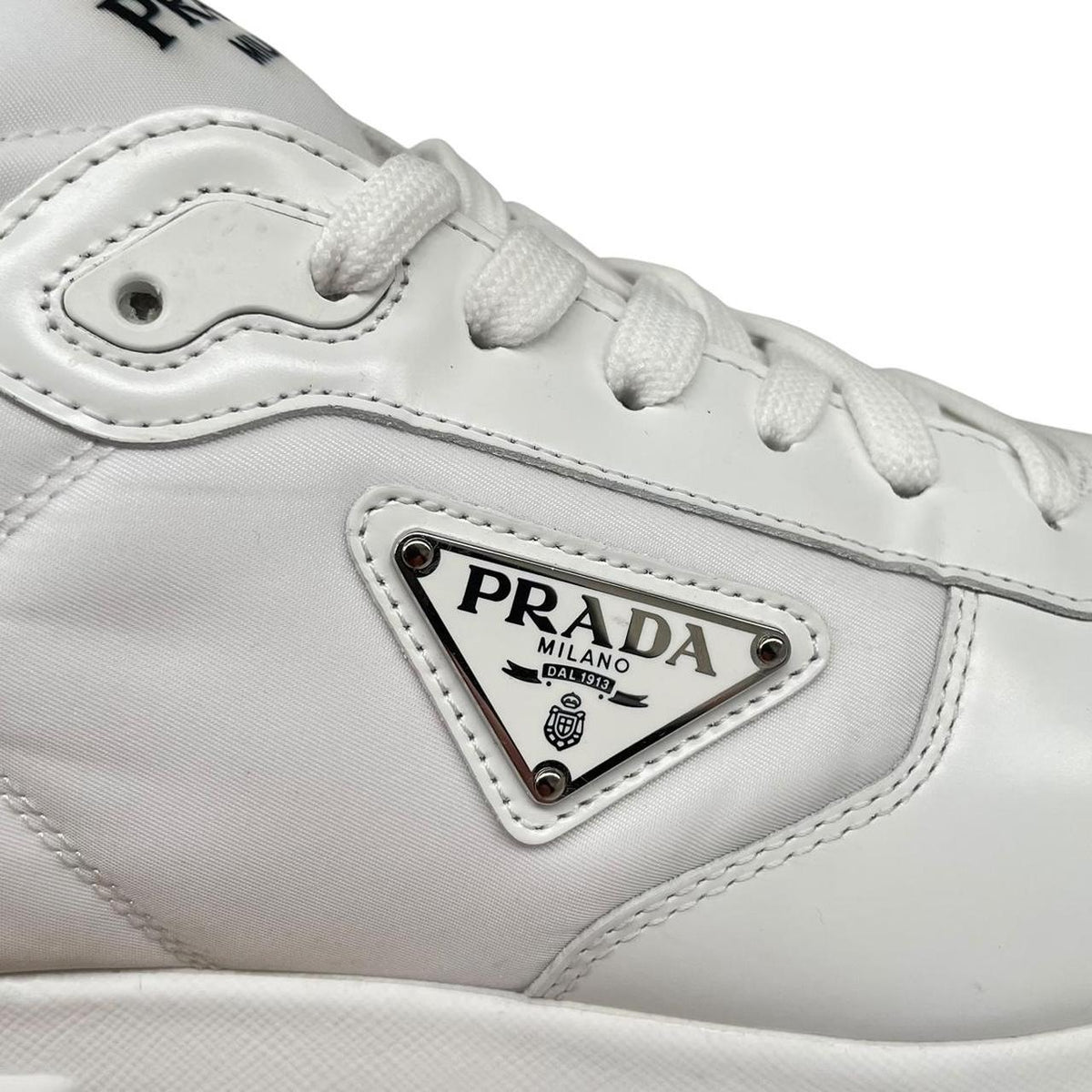 Prada Prax 01 Re-Nylon and Leather Trainers UK 12