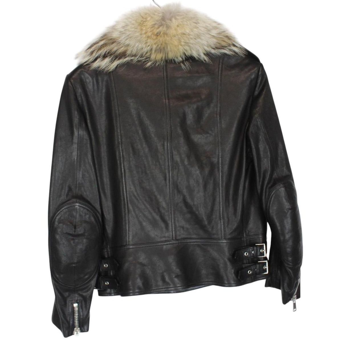 Belstaff Leather Coyote Fur Collar Biker Jacket Medium