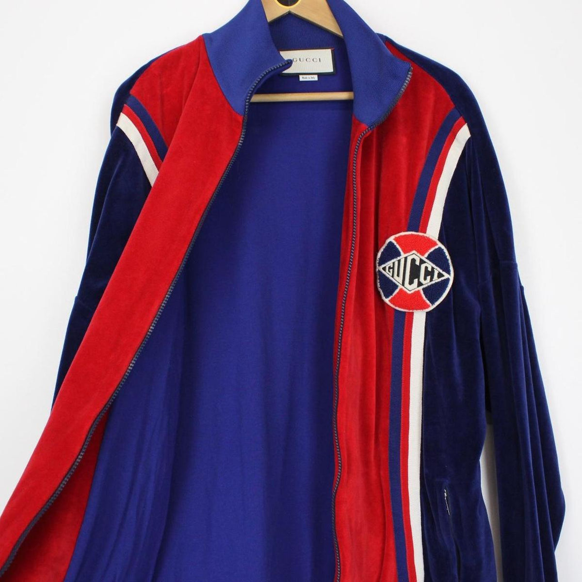 Gucci Logo Patch Velour Track Jacket XL