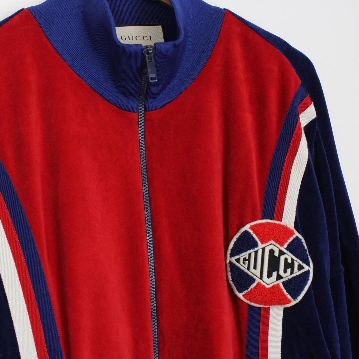 Gucci Logo Patch Velour Track Jacket XL