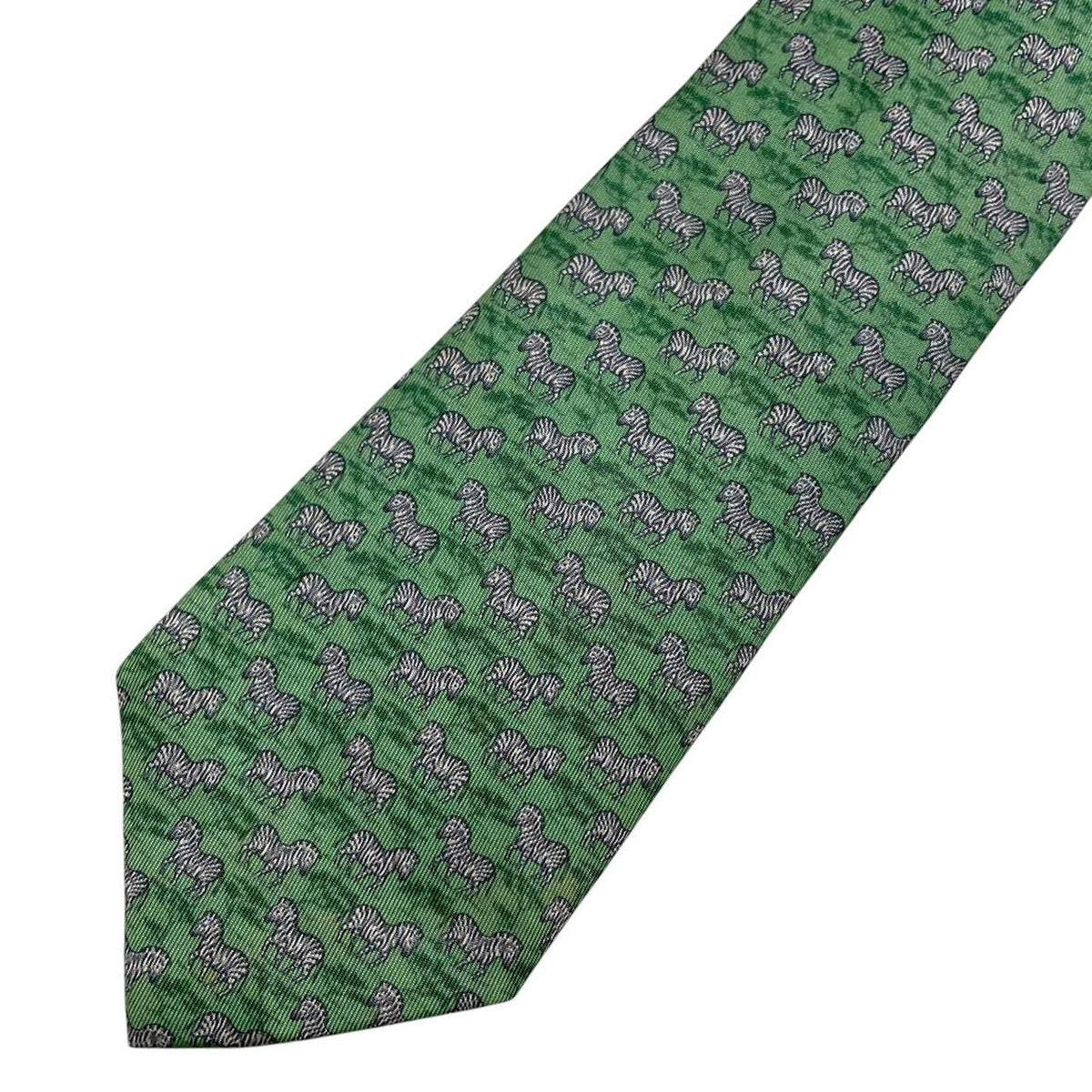 Hermes Paris Zebra Print Silk Tie