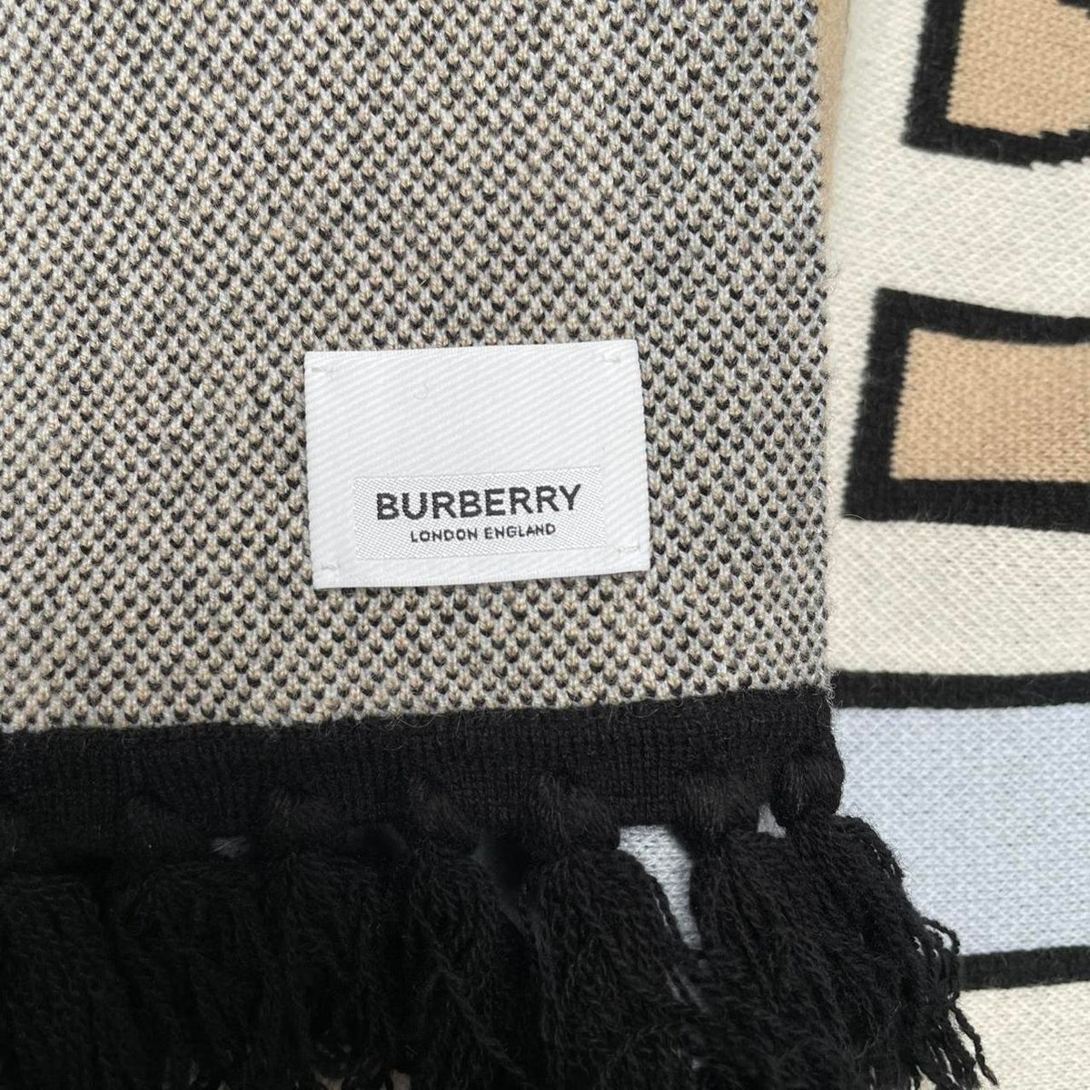 Burberry Football Logo Intarsia Cashmere Wool Scarf
