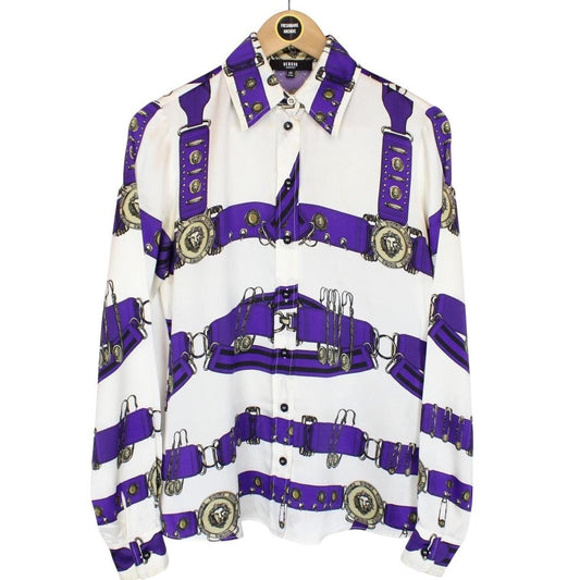 Versus Versace Belt Print Silk Shirt Medium