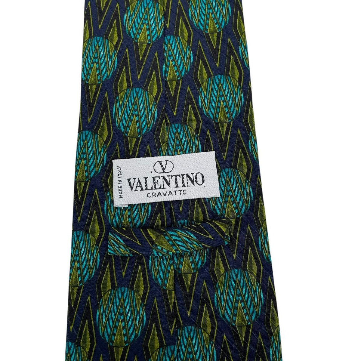 Vintage Valentino Geometric Pattern Silk Tie