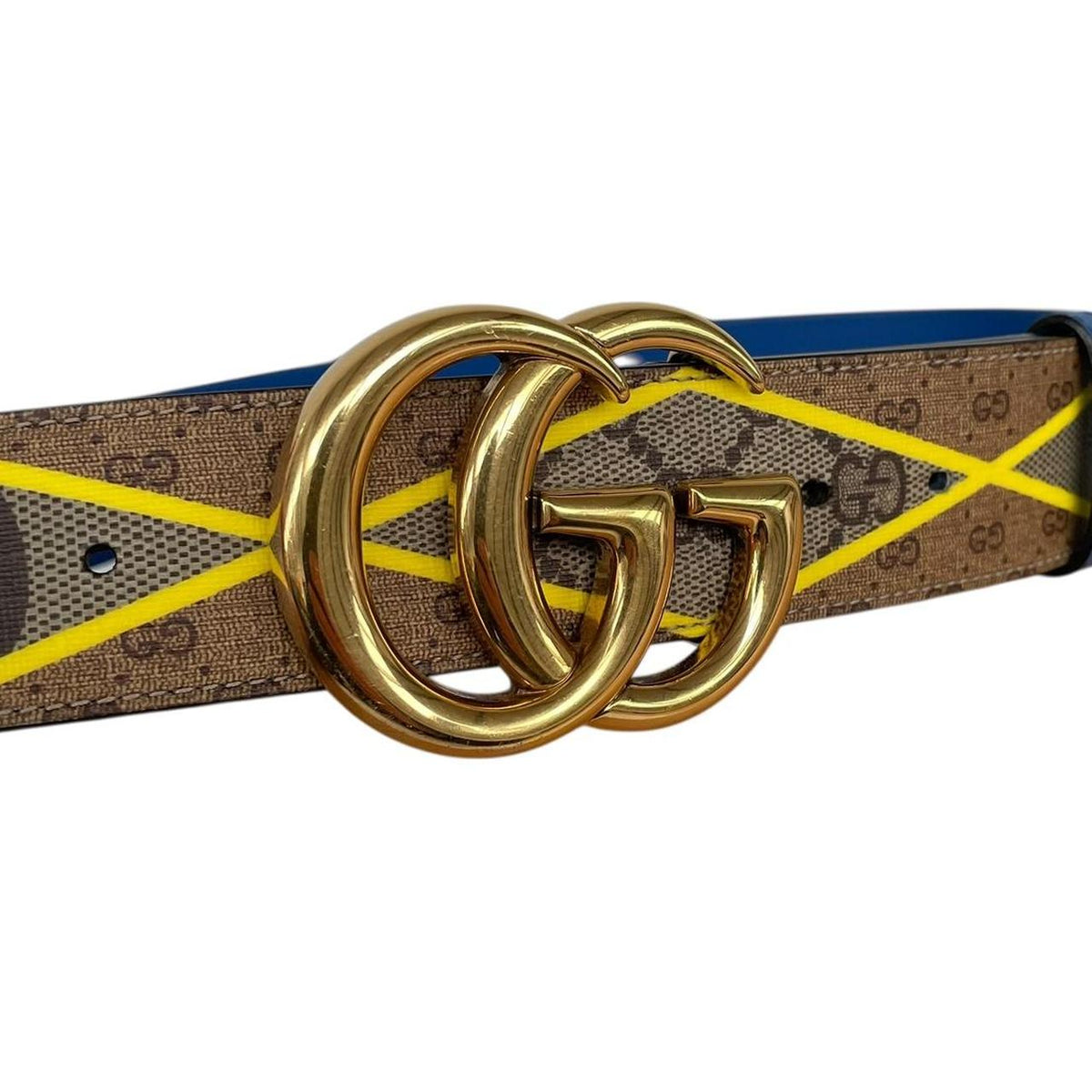 Gucci Marmont Supreme Rhombus Leather Belt with GG Buckle