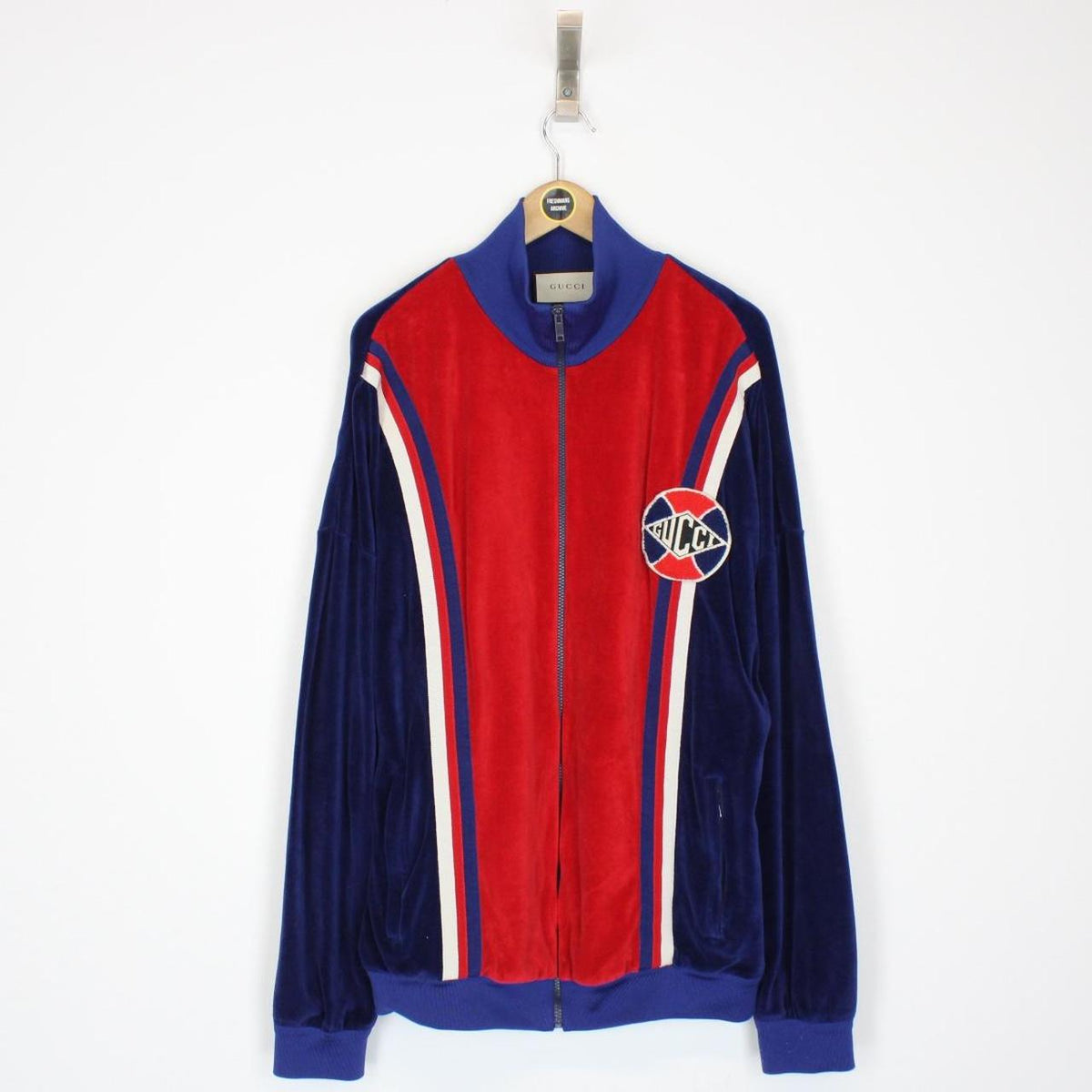 Gucci Logo Patch Velour Track Jacket XL