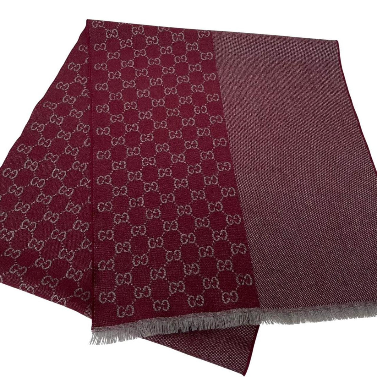 Gucci Half GG Monogram Frayed Wool Scarf