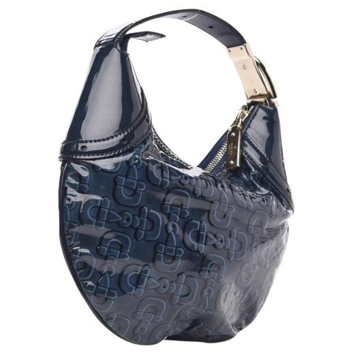 Gucci Patent Leather Horsebit Embossed Hobo Bag