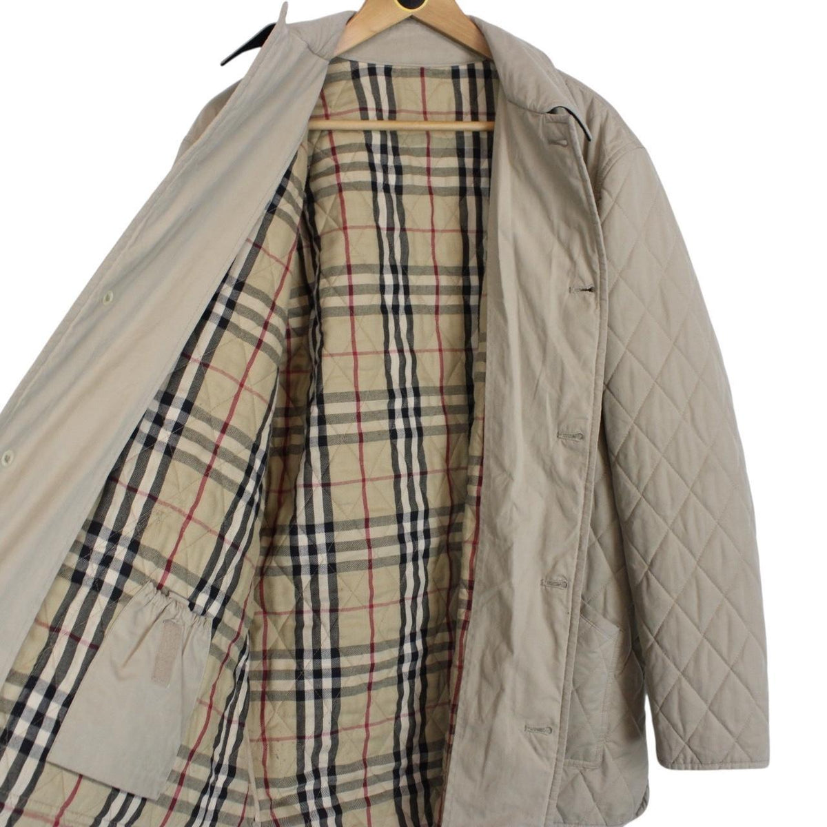 Vintage 90s Burberry Quilted Coat XL