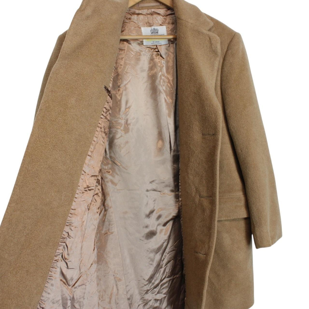 Vintage 80s Aquascutum Tan Brown Cashmere Wool Blend Coat Large
