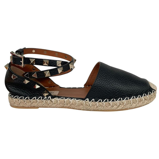 Valentino Rockstud Leather Espadrille Flats UK 4