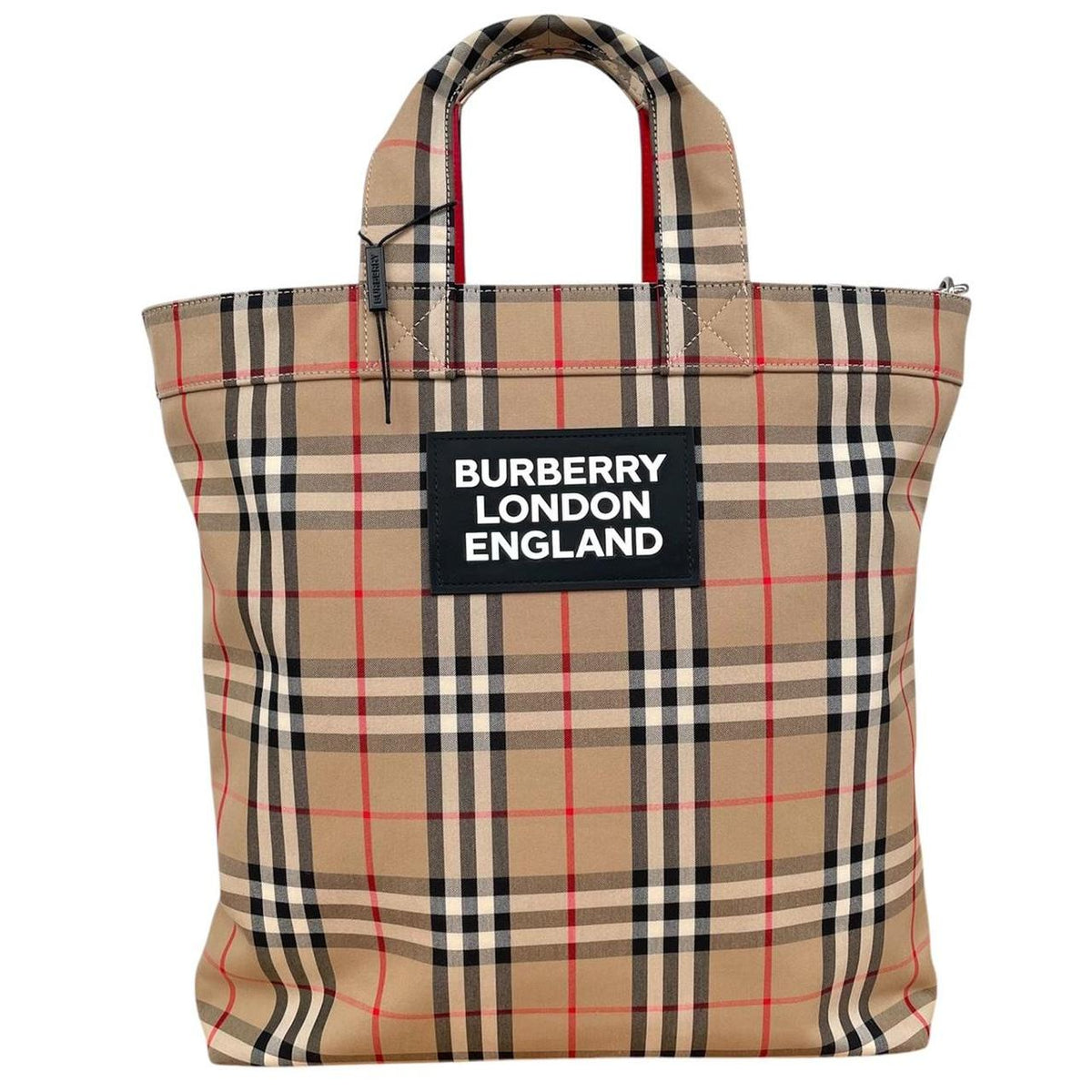 Burberry Nova Check Logo Applique Satchel Tote Bag