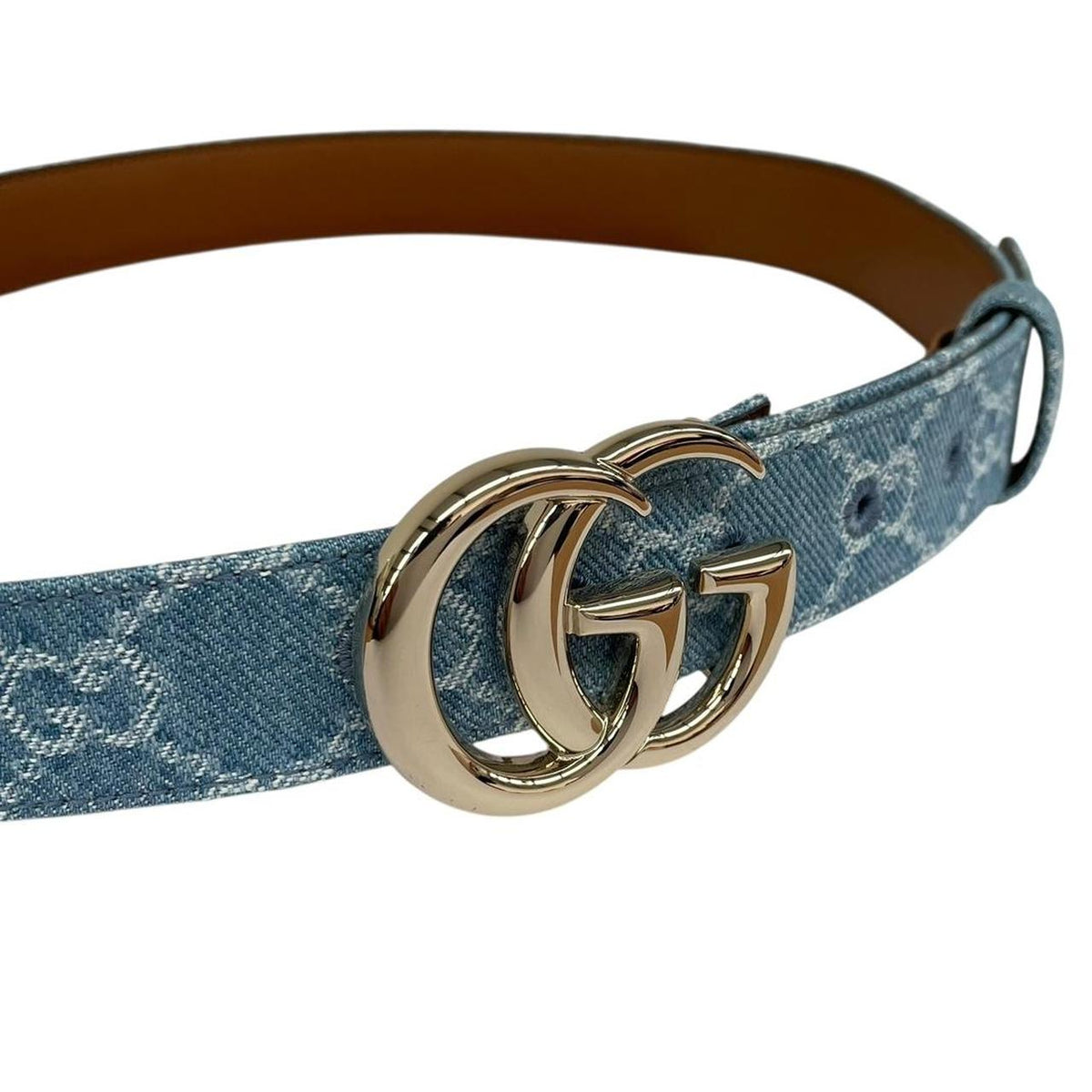 Gucci Canvas Denim Monogram Marmont Belt