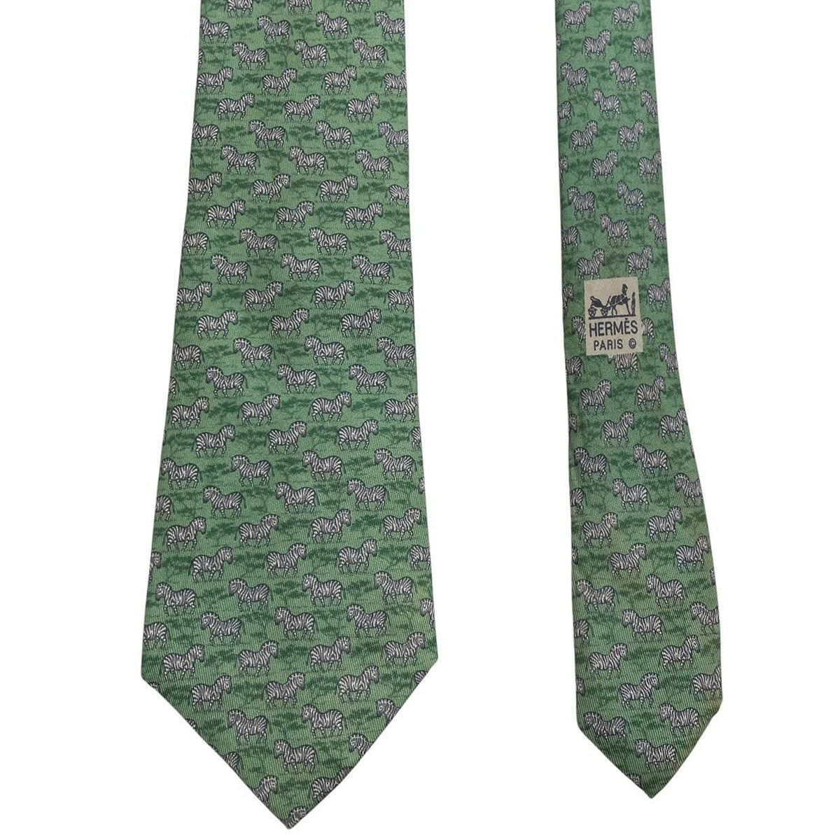 Hermes Paris Zebra Print Silk Tie