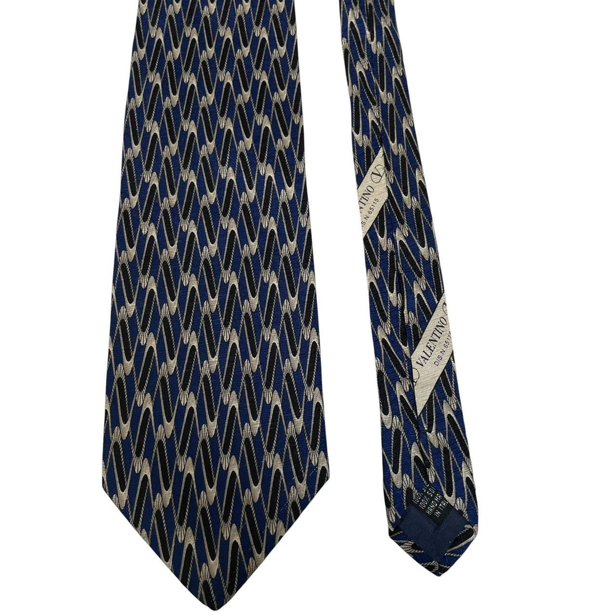 Vintage Valentino Geometric Pattern Silk Tie