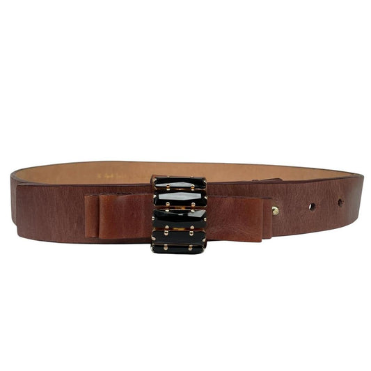 Paul Smith Italian Leather Belt with Jewelled Buckle