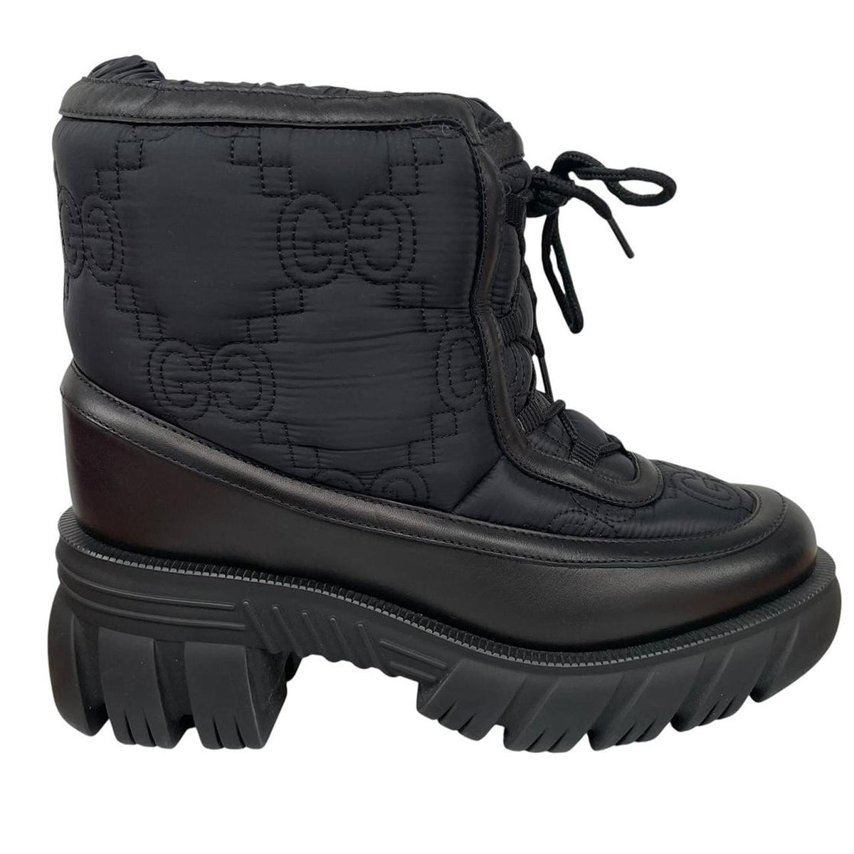 Gucci GG Monogram Leather Quilted Ankle Boots UK 5