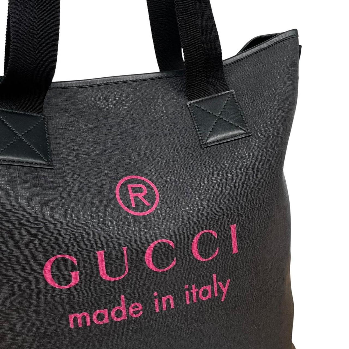 Gucci Coated Canvas Logo Print Large Tote Bag