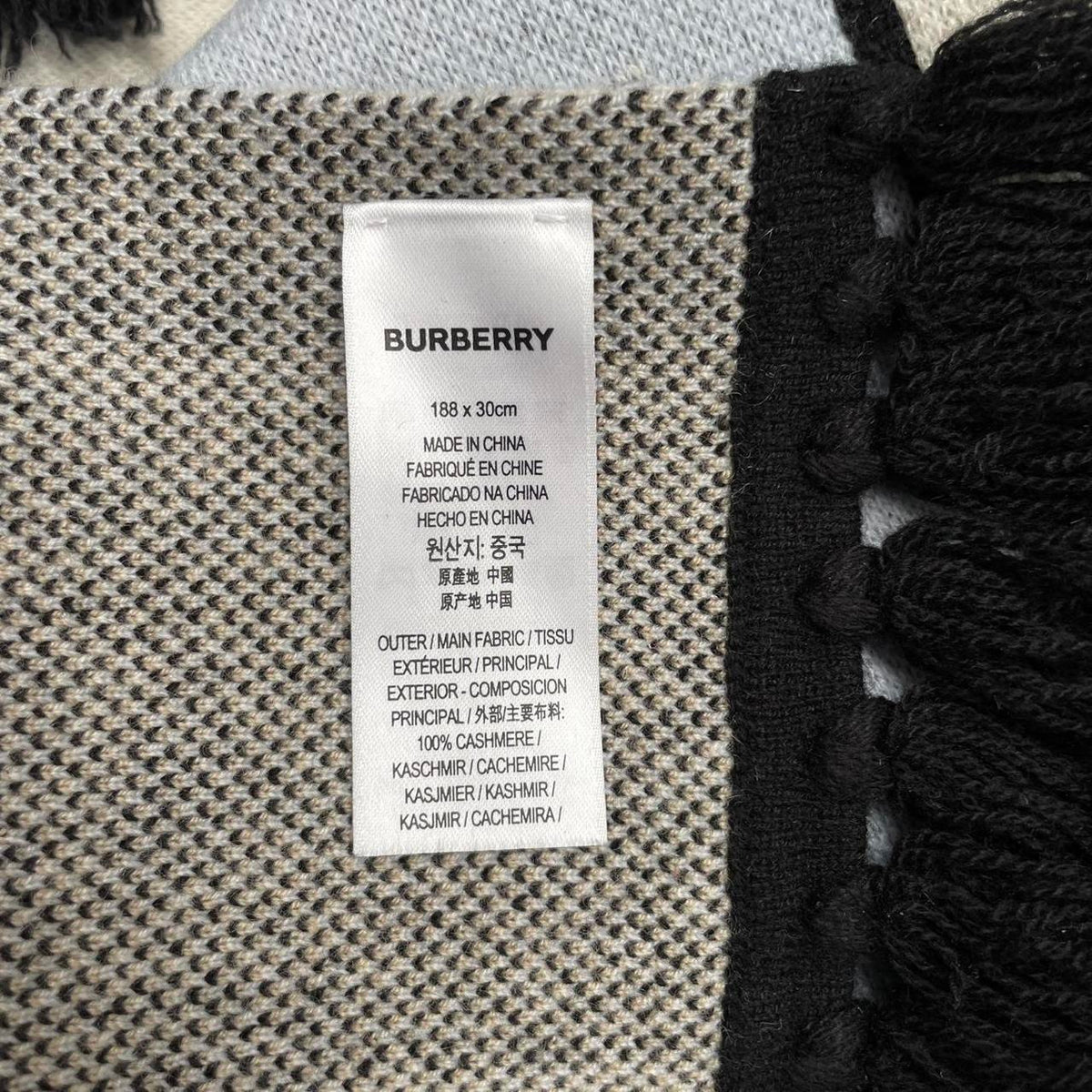 Burberry Football Logo Intarsia Cashmere Wool Scarf