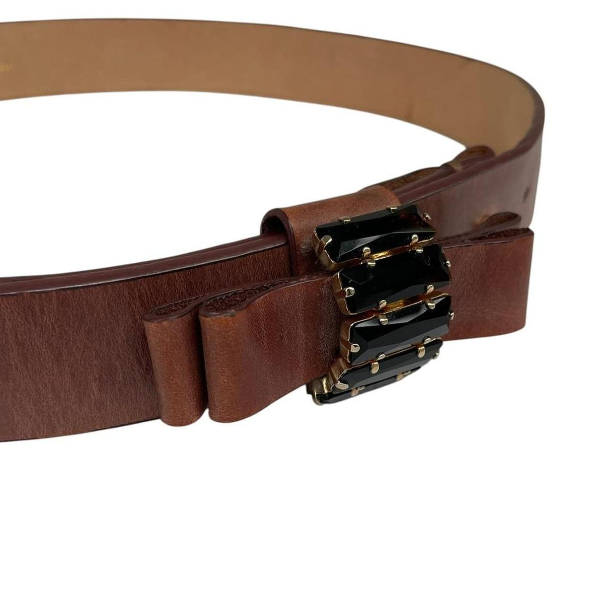 Paul Smith Italian Leather Belt with Jewelled Buckle