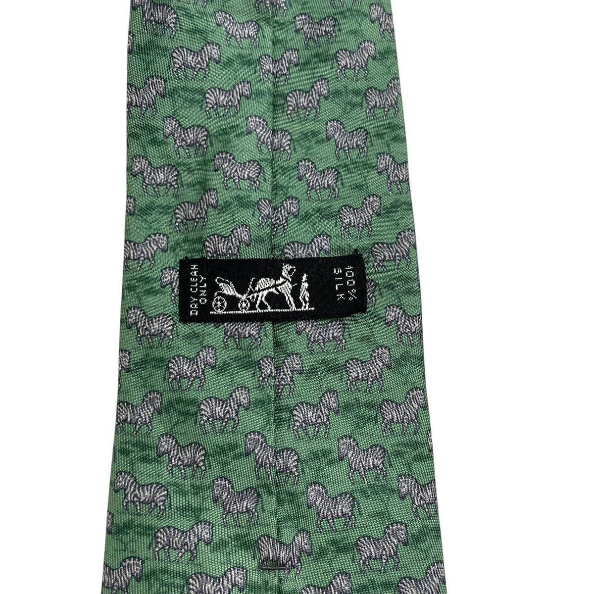 Hermes Paris Zebra Print Silk Tie