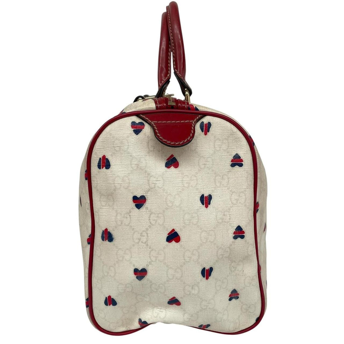 Pre-Loved Gucci Monogram Heart Print Boston Bag