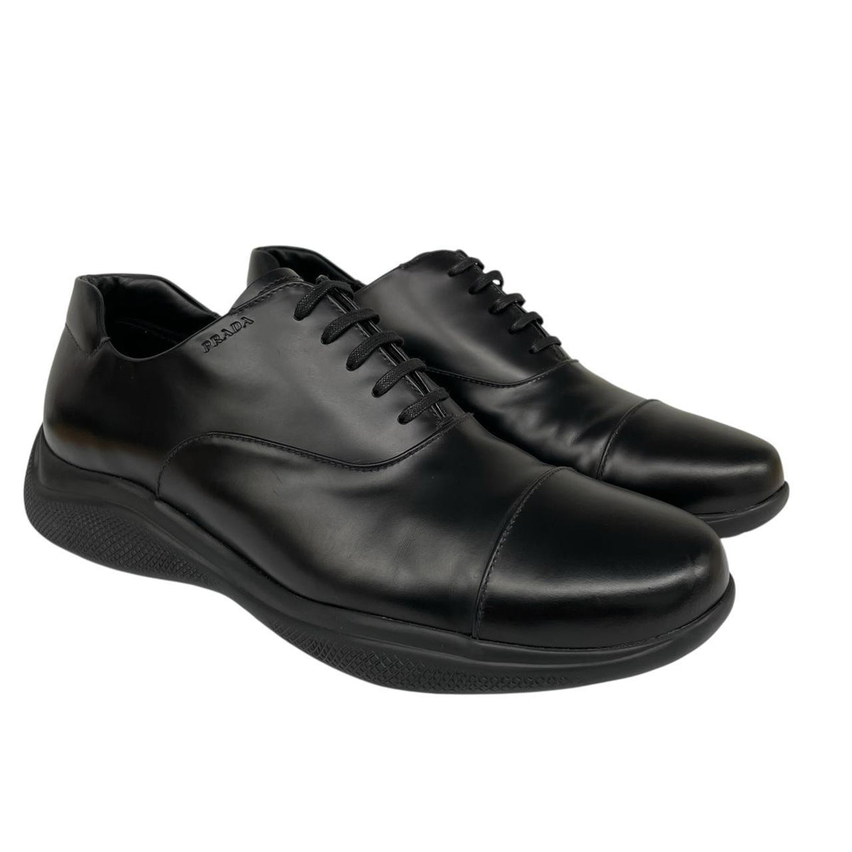 Prada Leather Toblach Leather Laced Derby Loafers Shoes UK 9