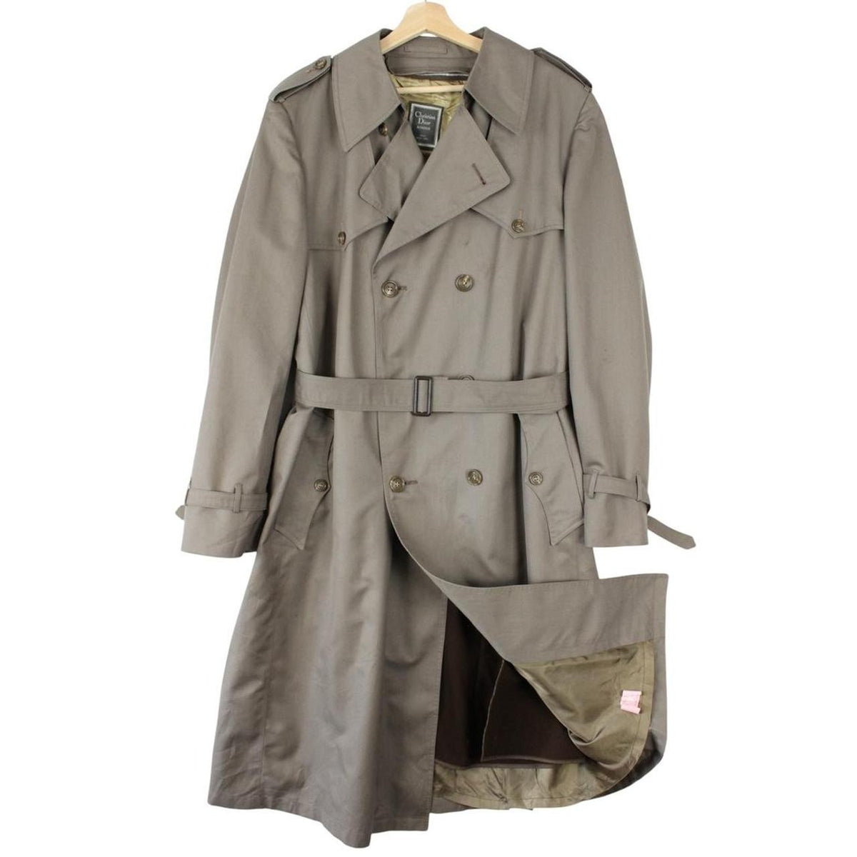 Vintage 90s Christian Dior Belted Trench Coat Large