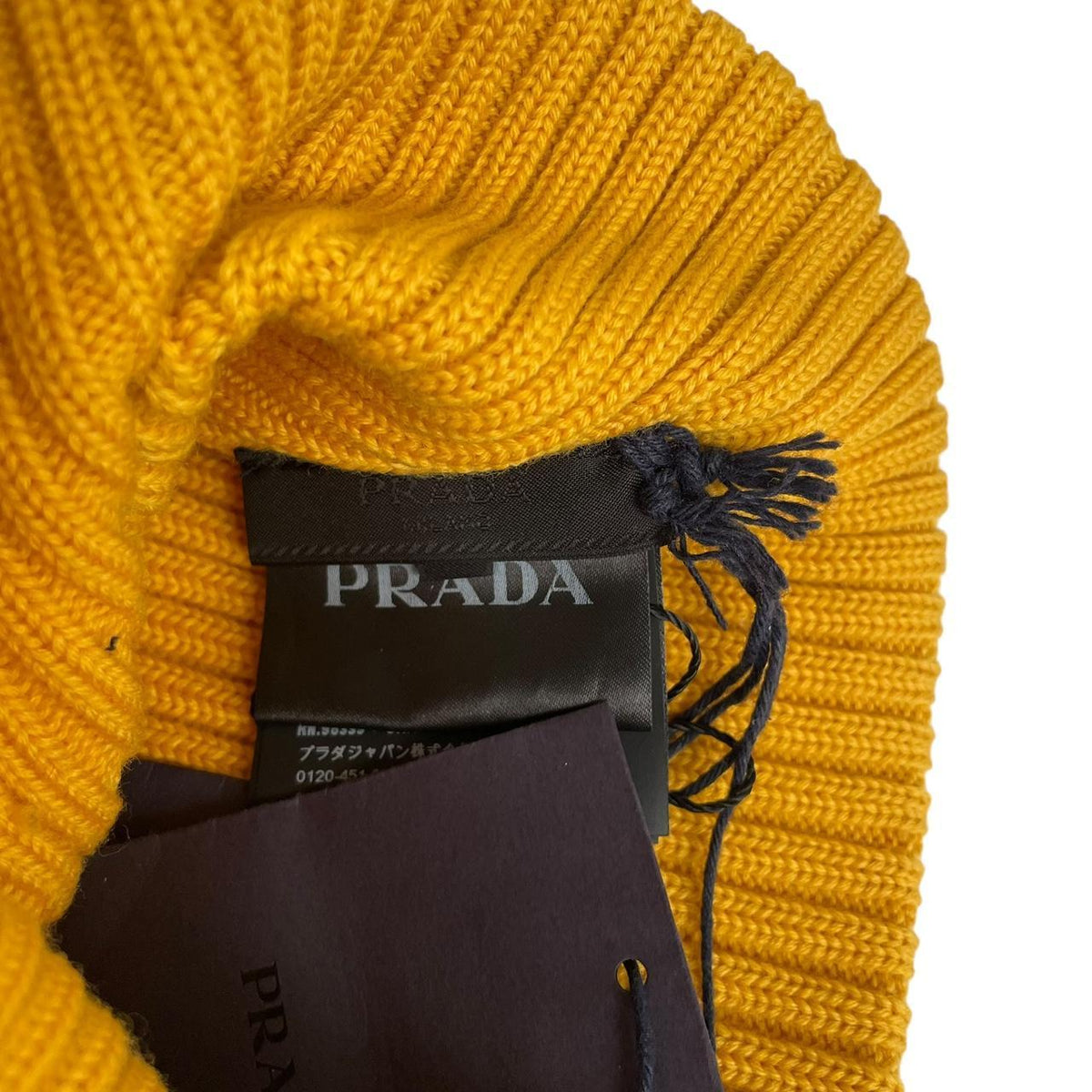 Prada Ribbed Virgin Wool Beanie Hat Medium