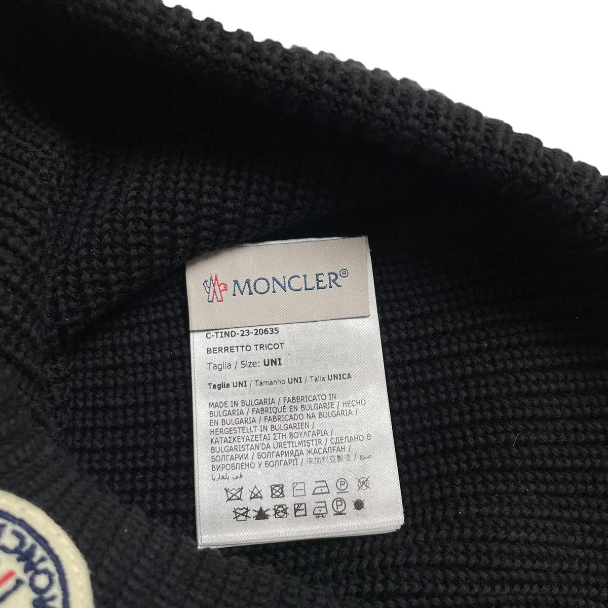 Moncler Ribbed Cotton Knit Logo Beanie Hat