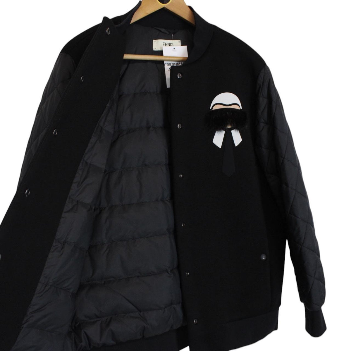 Fendi Karlito Logo Appliqué Down Bomber Jacket Large