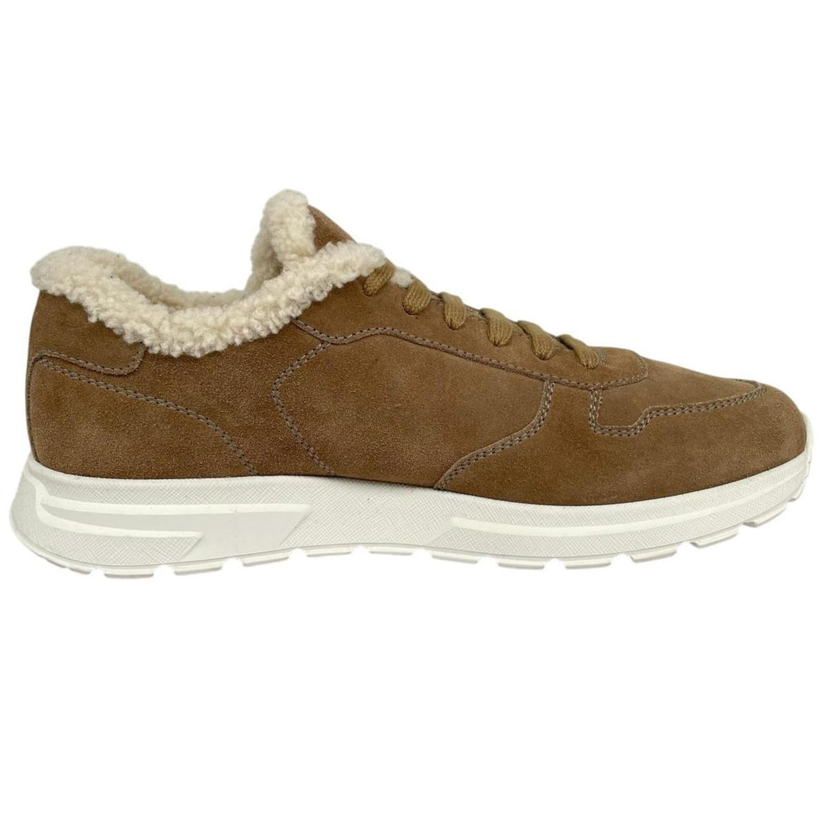 Prada Prax Suede Trainers with Shearling Lining UK 9