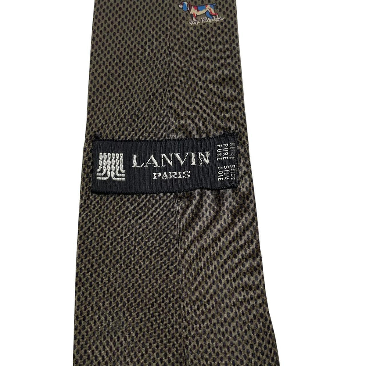 Lanvin Green Dog Print Silk Tie