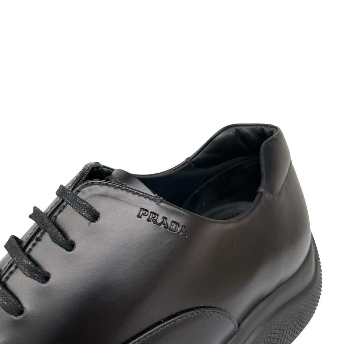 Prada Leather Toblach Leather Laced Derby Loafers Shoes UK 9