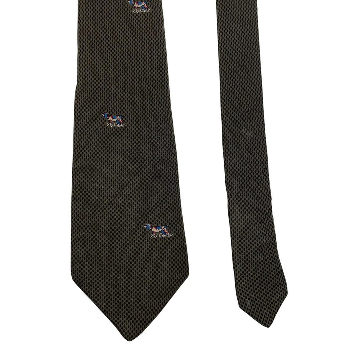 Lanvin Green Dog Print Silk Tie