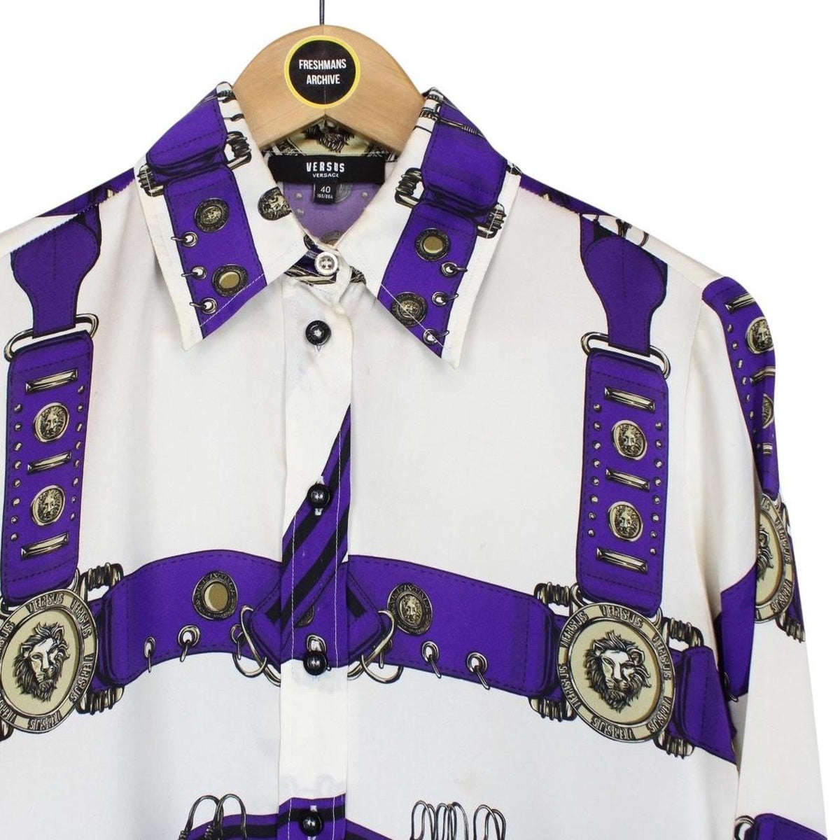 Versus Versace Belt Print Silk Shirt Medium