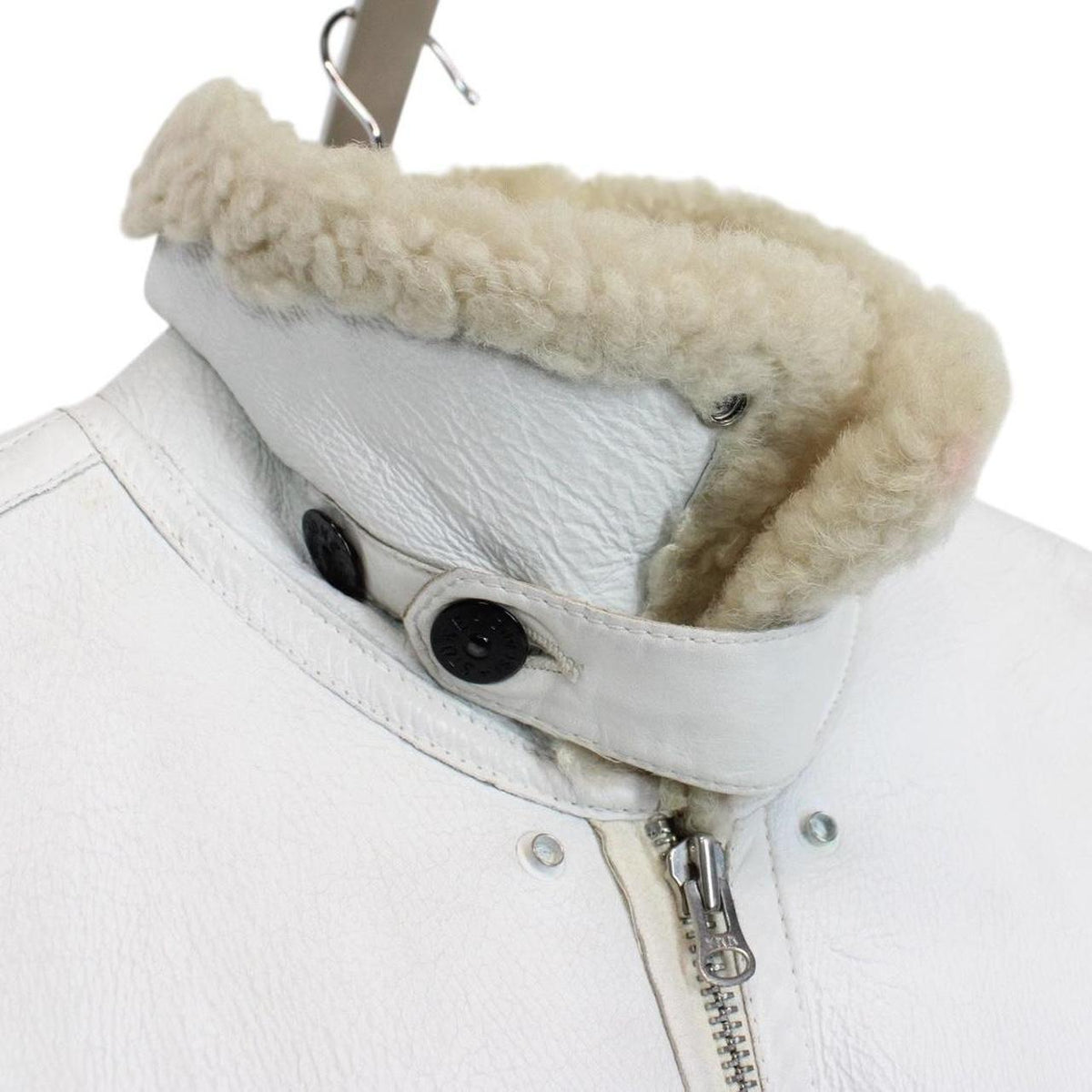 Vintage Stone Island AW 2006 Shearling Sheepskin Hand-Painted Leather Jacket Large