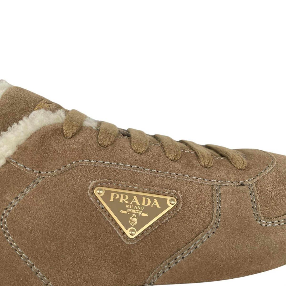 Prada Prax Suede Trainers with Shearling Lining UK 9