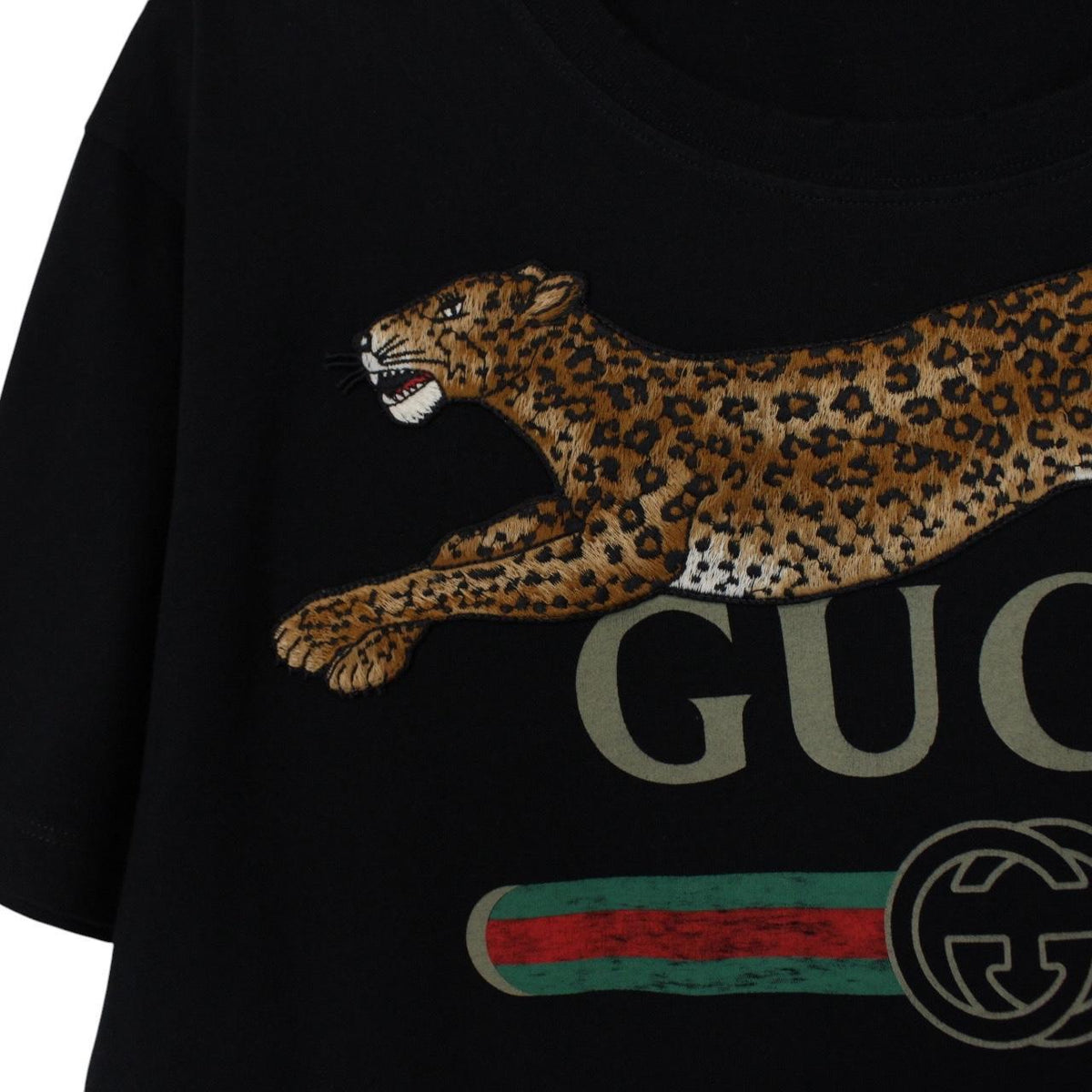 Gucci Embroidered Leopard Print T-Shirt Medium