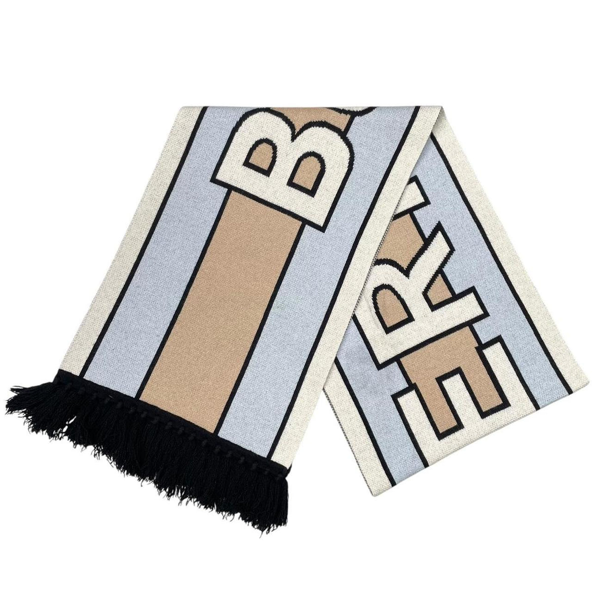 Burberry Football Logo Intarsia Cashmere Wool Scarf