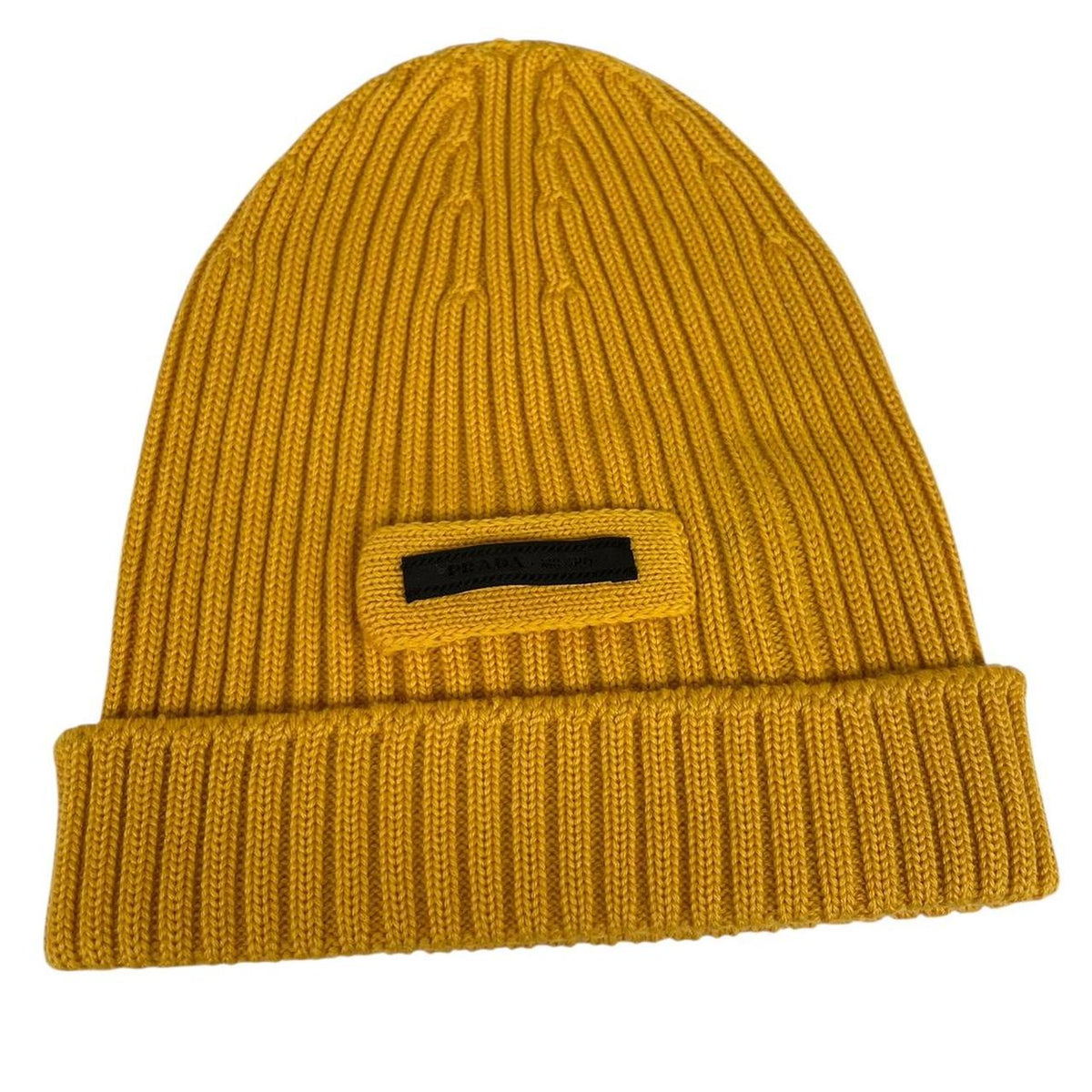Prada Ribbed Virgin Wool Beanie Hat Medium
