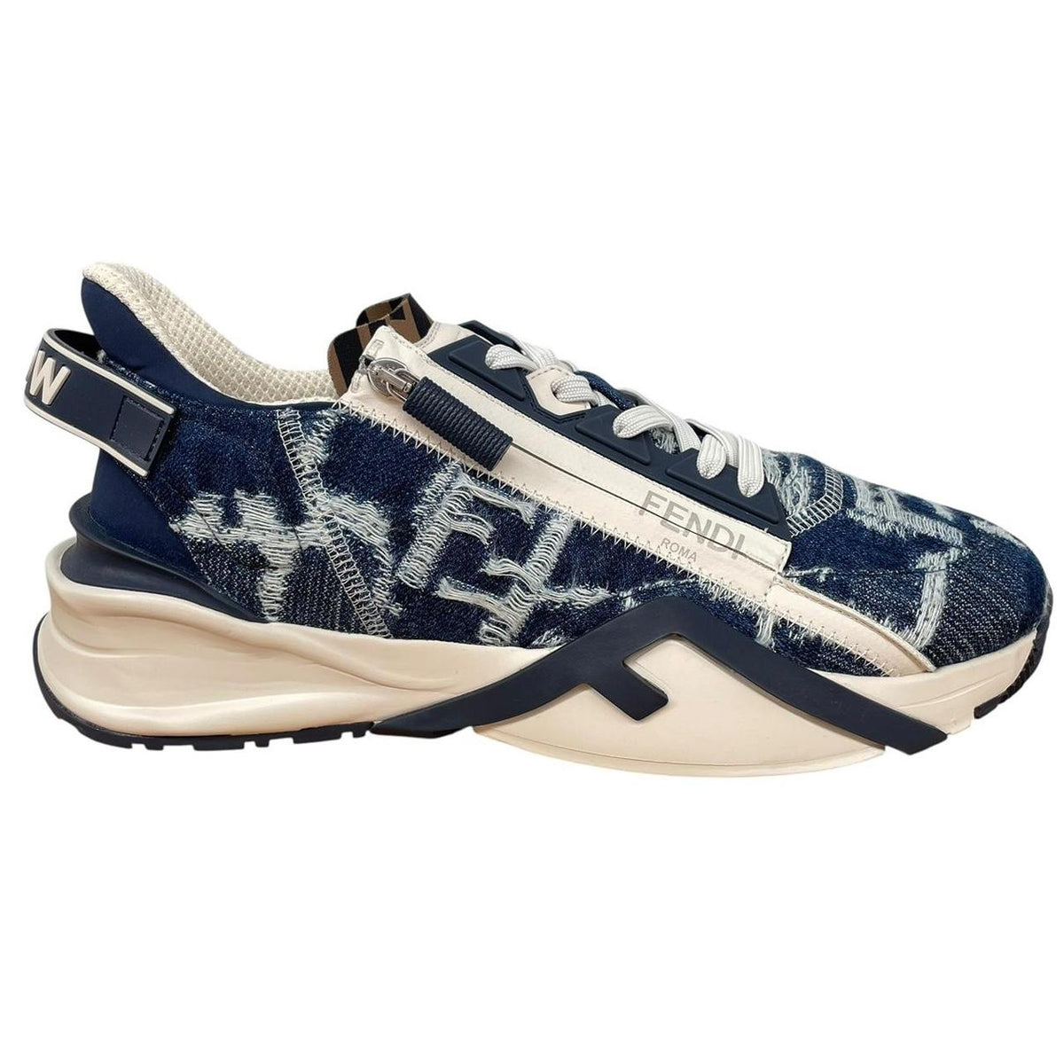 Fendi Flow Fabric and Leather Trainers UK 9